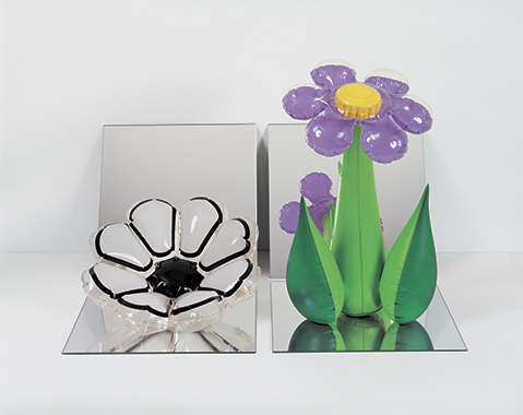Inflatable Flowers (Short White, Tall Purple)