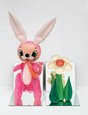 Inflatable Flower and Bunny (Tall White, Pink Bunny)